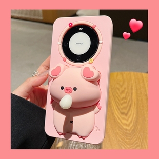 软硅胶套M60女款 日韩立体可爱捏捏粉色小猪适用华为mate60pro手机壳mate60新款 全包防摔卡通吹泡猪MATE60pro