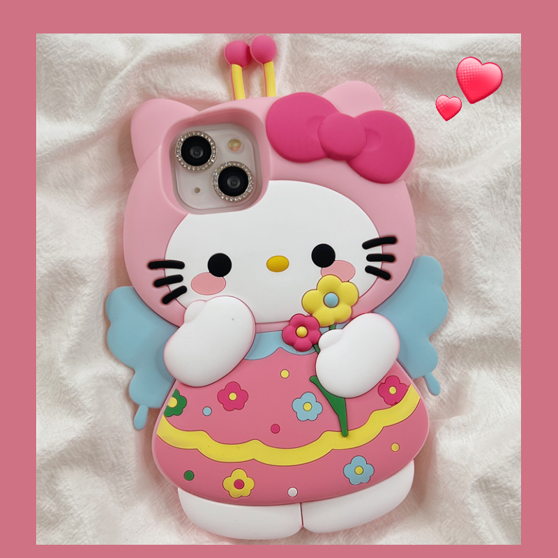 可爱粉色蜜蜂kt猫咪软硅胶手机壳