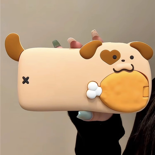 韩风立体狗吃鸡腿软硅胶套手机壳