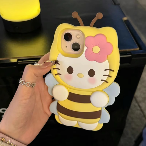 可爱小蜜蜂猫咪立体软硅胶手机壳