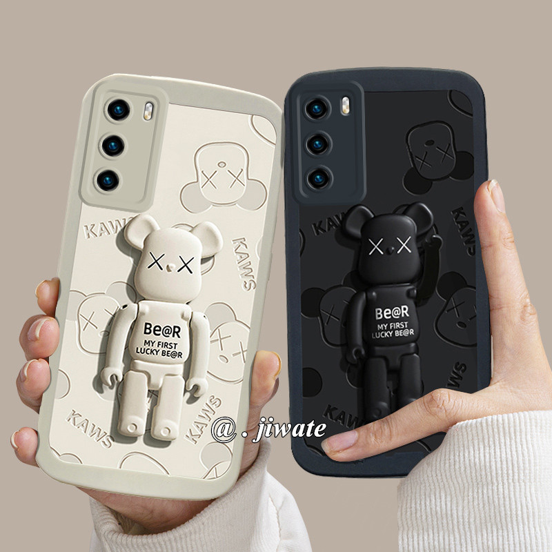 立体暴力熊支架适用苹果13手机壳iPhone12promax高级感皮质苹果11硅胶软套xr椭圆全包7p防摔8p情侣款se潮男女