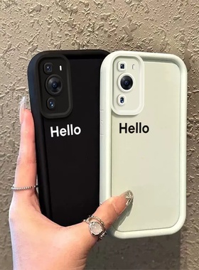 黑白英文hello适用华为荣耀90手机壳荣耀80pro防摔荣耀50/7060全包软硅胶套畅玩40简约x30i情侣x20男9x10女款