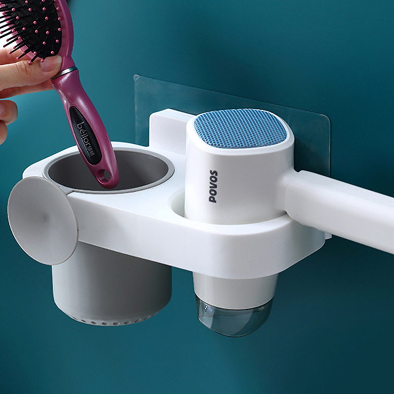 墙上免打孔厕所厕所吹风机置物架