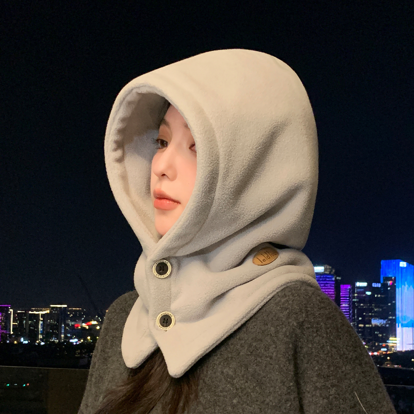 欧倍雅围脖一体摇粒绒保暖拉法帽