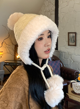 欧倍雅加绒加厚保暖针织雷锋帽