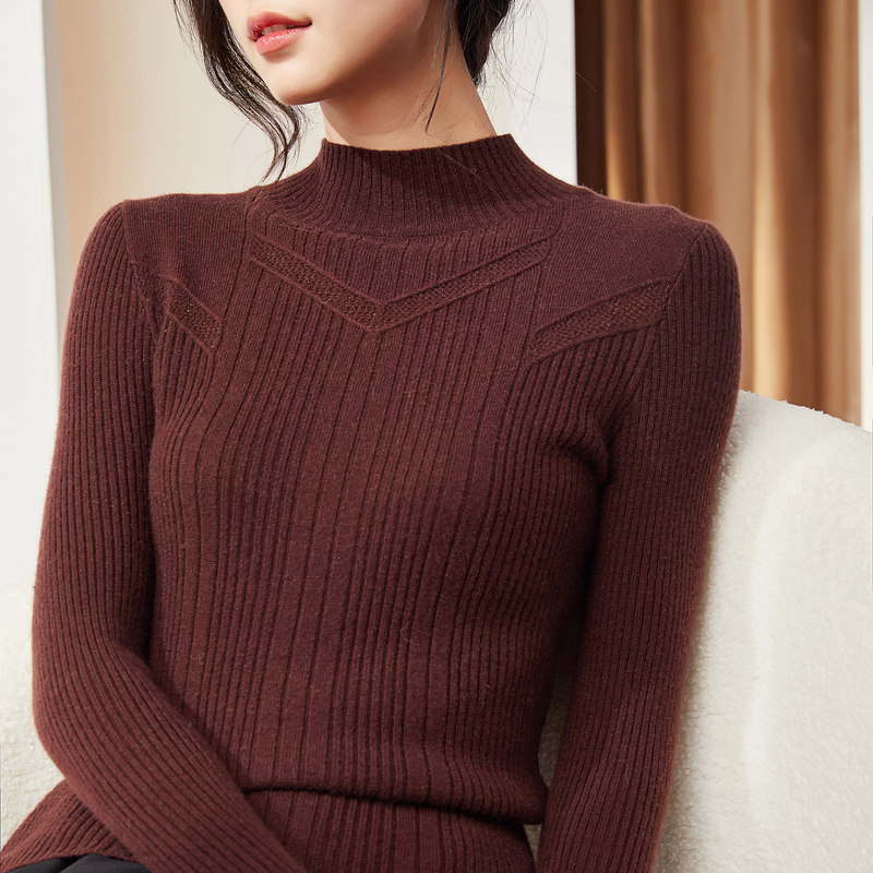康赛妮羊绒咖色羊绒衫毛衣女秋冬打底衫内搭羊毛秋季2025新款打底