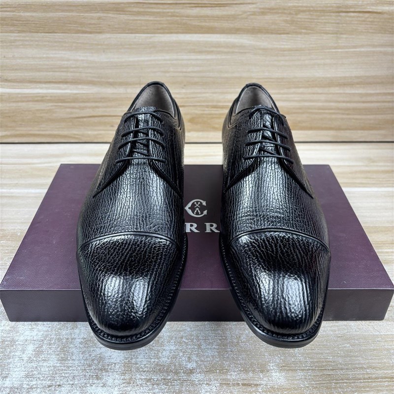 吊牌198d00意大利产鲨商务正装三接头系带男士皮鞋德比鞋V底