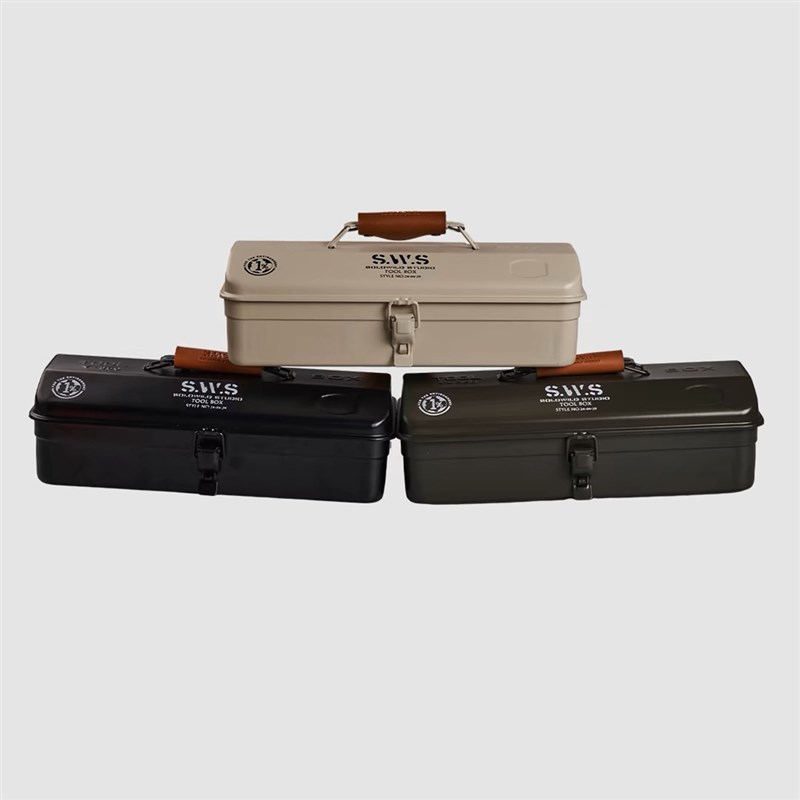 SWS工具箱 咖啡茶饮手提箱金属复M古收纳箱木板桌工具箱