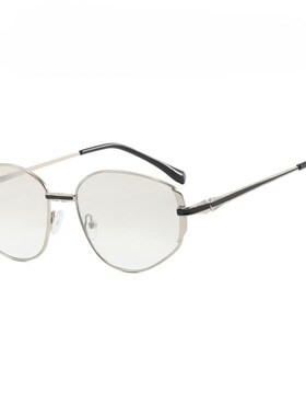 复古金属b欧美辣妹风椭圆Y2K水银色显瘦级网感墨镜女潮太阳眼镜