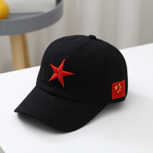 儿童五角星鸭舌帽春秋夏季棒球帽红五星棉布宝宝男女童秋季遮阳帽