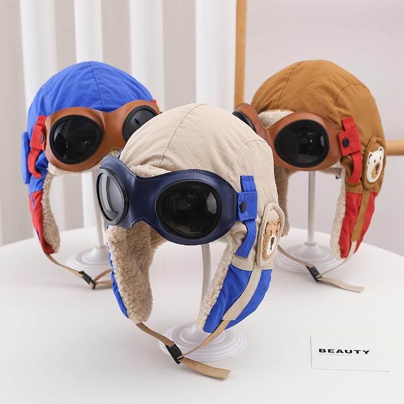 飞行员帽子男宝女童冬季加绒保暖护目镜雷锋帽户外登山滑雪护耳帽