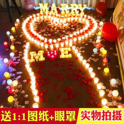 电子蜡烛浪漫生日爱心形求婚场景布置创意用品表白神器道具LED灯