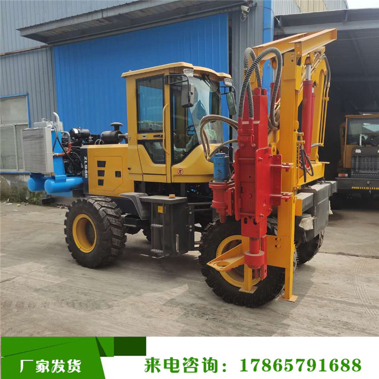 波形护栏打桩机 高速公路护栏打桩机 轮式护栏拔桩机 打桩钻孔机