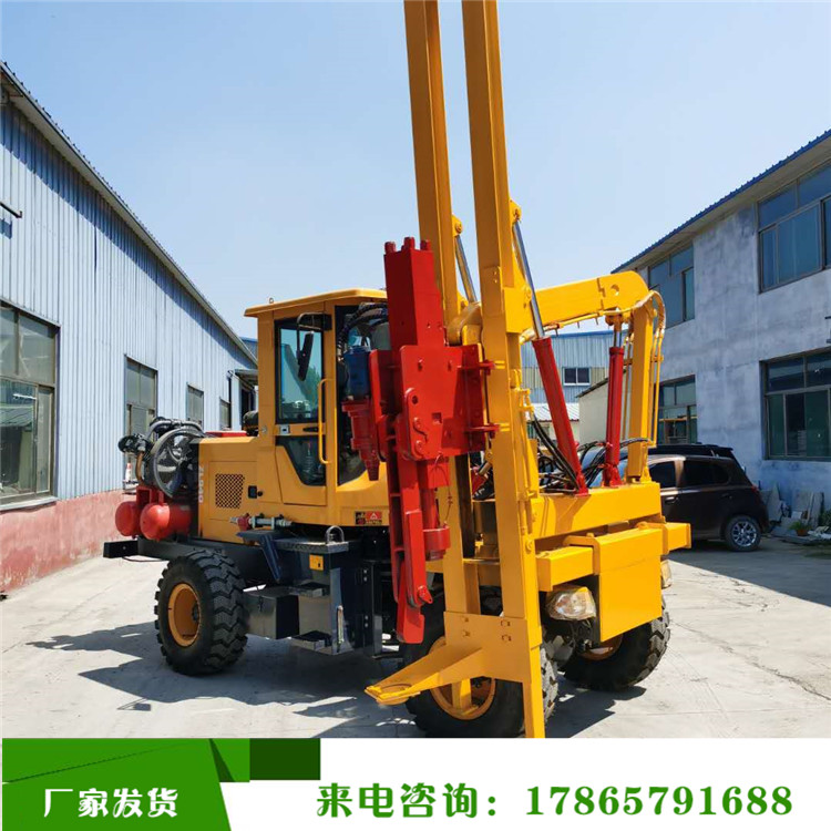 道桥施工打桩机 立柱液压护栏钻孔机 小型装载液压打拔钻孔一体机