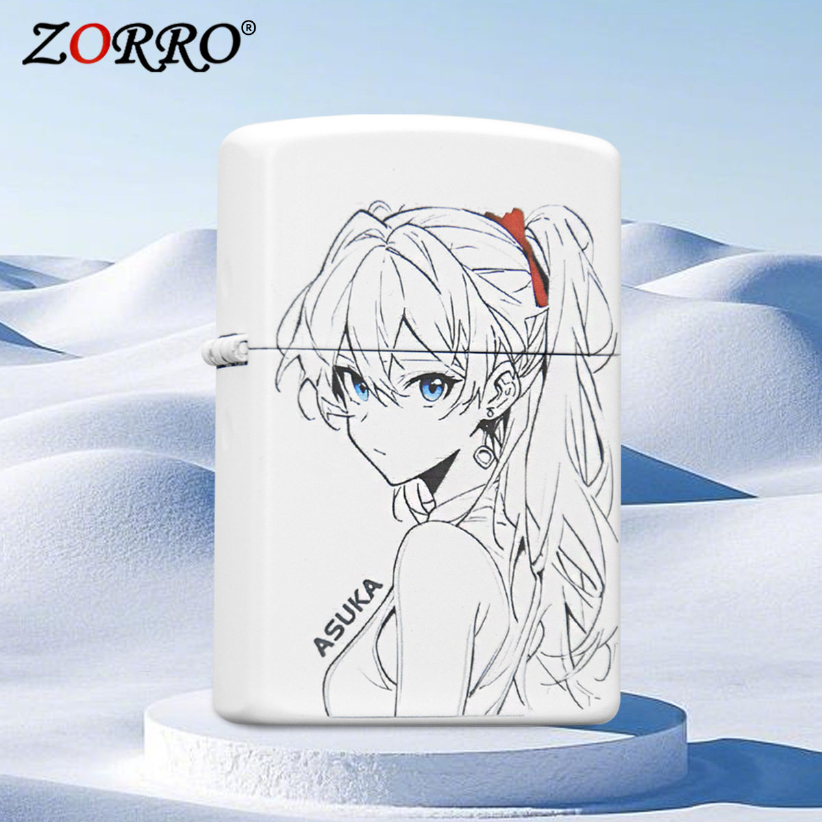 新品佐罗动漫美女明日香煤油打火机纯铜创意彩绘翻盖砂轮礼物