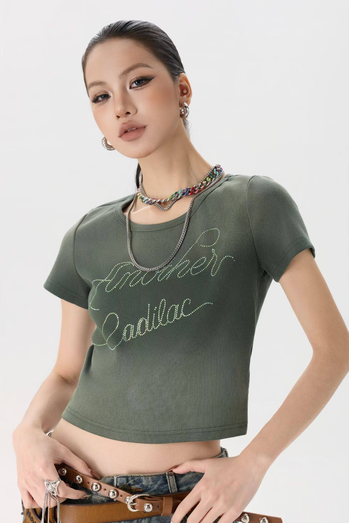 拓谷潮酷辣妹修身短袖t恤女夏季新款烫钻字母短款正肩上衣X51023,女装/女士精品,T恤,淘宝优惠券,粉丝福利购,淘宝优惠卷