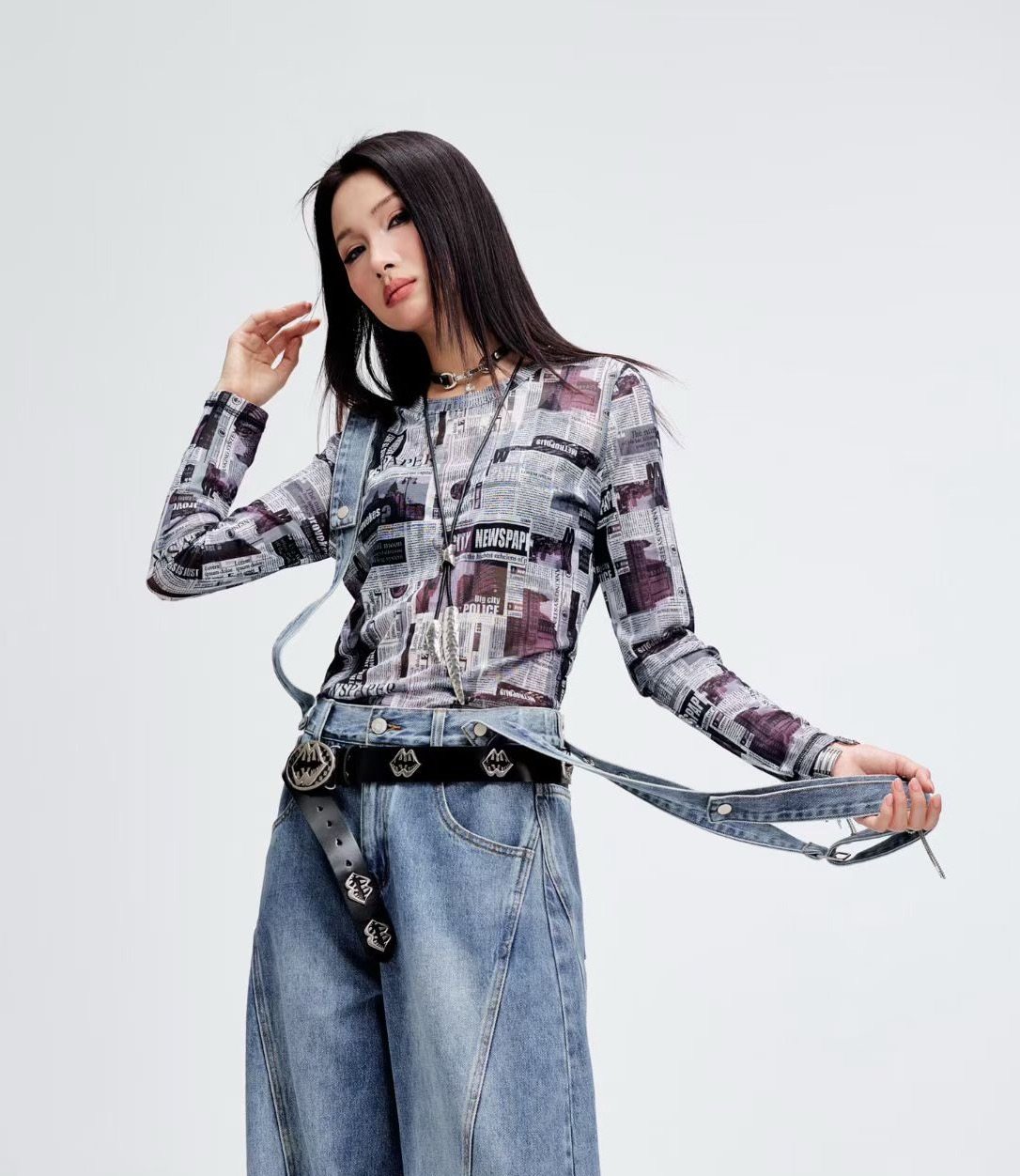 拓谷潮牌网纱圆领长袖T恤辣妹内搭外穿弹力正肩显瘦打底衫C60405,女装/女士精品,T恤,淘宝优惠券,粉丝福利购,淘宝优惠卷