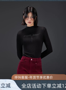 拓谷天丝羊毛面膜衣小高领打底衫秋冬弹力修身显瘦长袖上衣Q52088