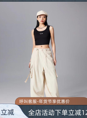 拓谷杏色舒适亚麻裤子女高端棉麻新款休闲裤百搭阔腿工装裤C50886