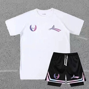 Volanin沃兰蒂夏季体育田径训练服男女速干跑步短袖短裤运动套装