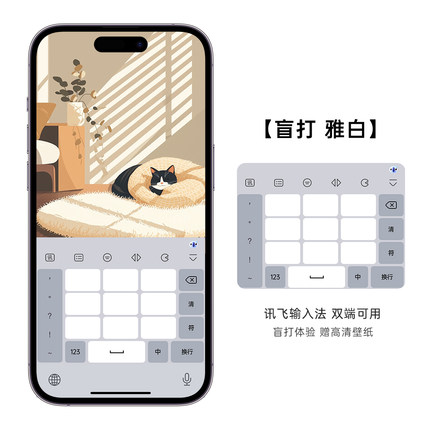 盲打 雅白 | 讯飞输入法皮肤苹果安卓键盘皮肤美化手机输入法