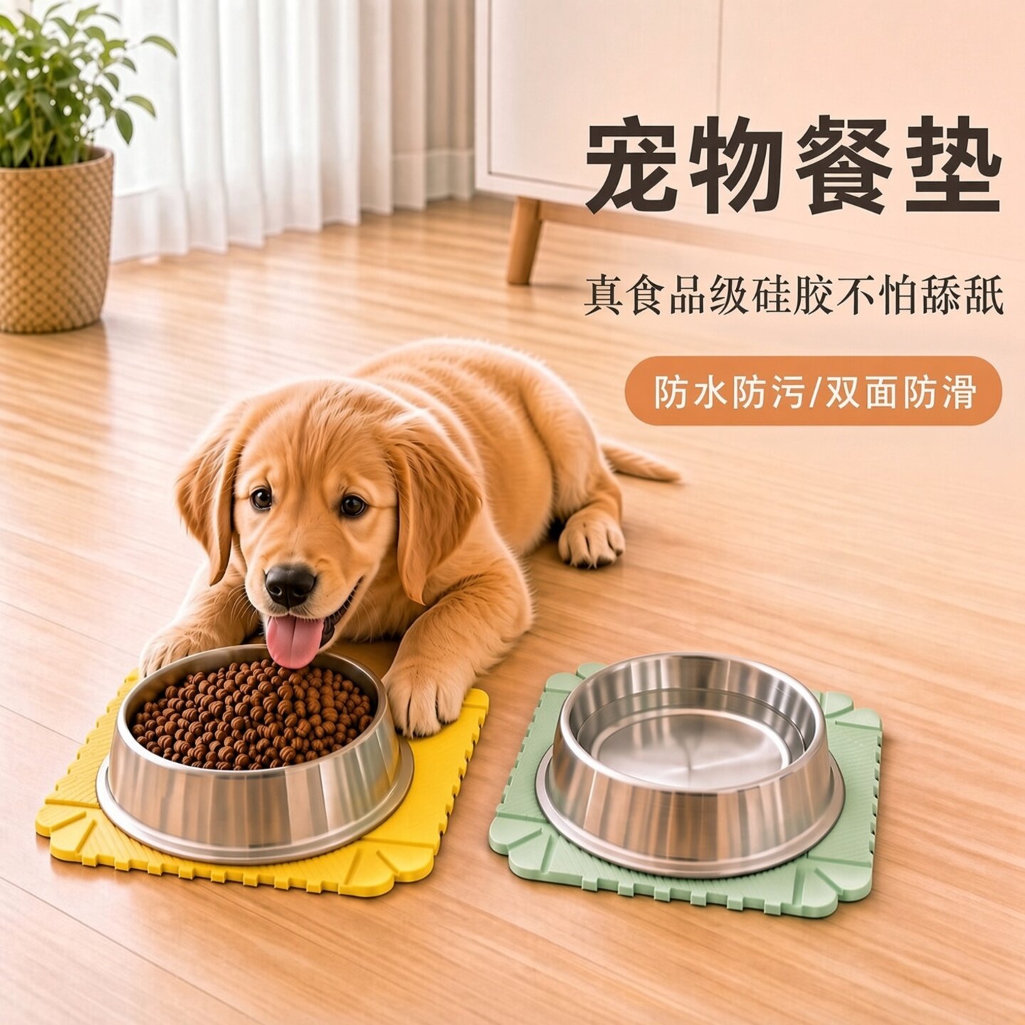宠物食品级硅胶防水防滑小号餐垫图片