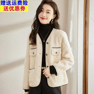 妈妈皮草外套冬装新款小香风羊剪绒中老年女装秋冬季皮毛一体大衣