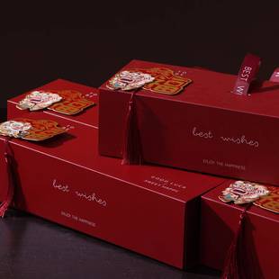 2026新年高档特种纸礼品包装盒年货送礼醒狮饼干雪花酥伴手礼空盒