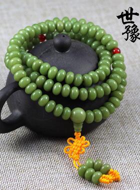 厂家直销绿菩提根108颗手串风化绿菩提算盘珠散珠手链手串石榴石