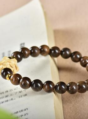 奇楠沉香手串diy黄杨木莲花好事连连隔珠梅花配饰8mm女士文玩手链