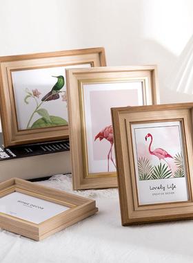 桌摆相框摆台高级感67810寸北欧风相框办公桌面摆件复古画框