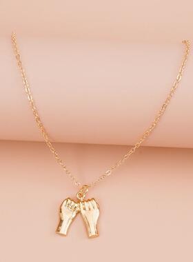 1条情人节项链手拉手女士项链简约通勤经典款带卡片手拉手卡片