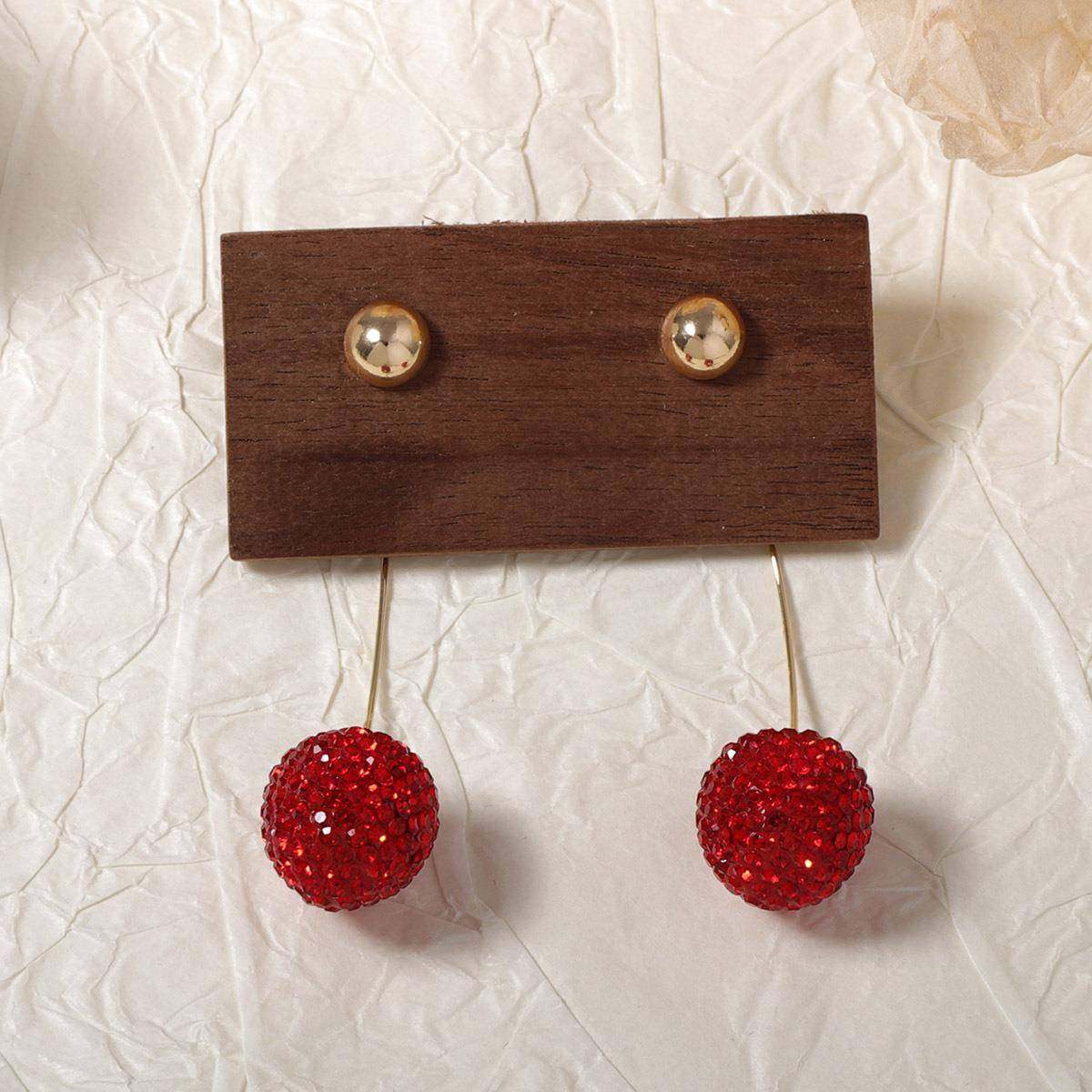 跨境欧美精致时尚满钻高级轻奢设计感水果樱桃耳坠百搭日常通勤女,饰品/流行首饰/时尚饰品新,耳环,淘宝优惠券,粉丝福利购,淘宝优惠卷