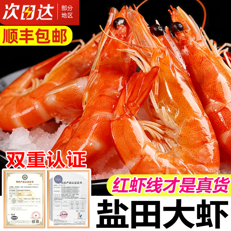 盐田虾熟冻渤海有机盐田虾烤虾干特大号新鲜冷冻虾山东特产海鲜