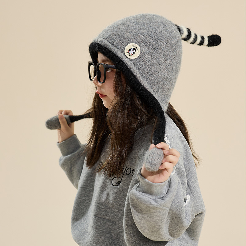 儿童帽子女童秋冬季毛线可爱企鹅捏捏叫保暖护耳帽宝宝针织套头帽