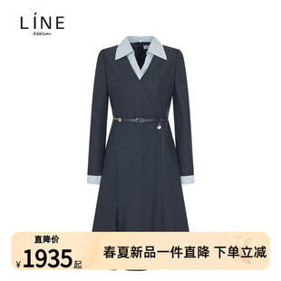 新款 LINE气质设计感连衣裙冬季 显瘦小个子长裙NWOPNK0700