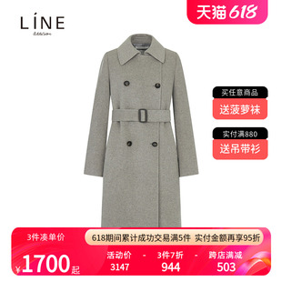 外套NHHCNK0600 女士简约羊毛大衣中长款 大衣秋冬新品 LINE女装