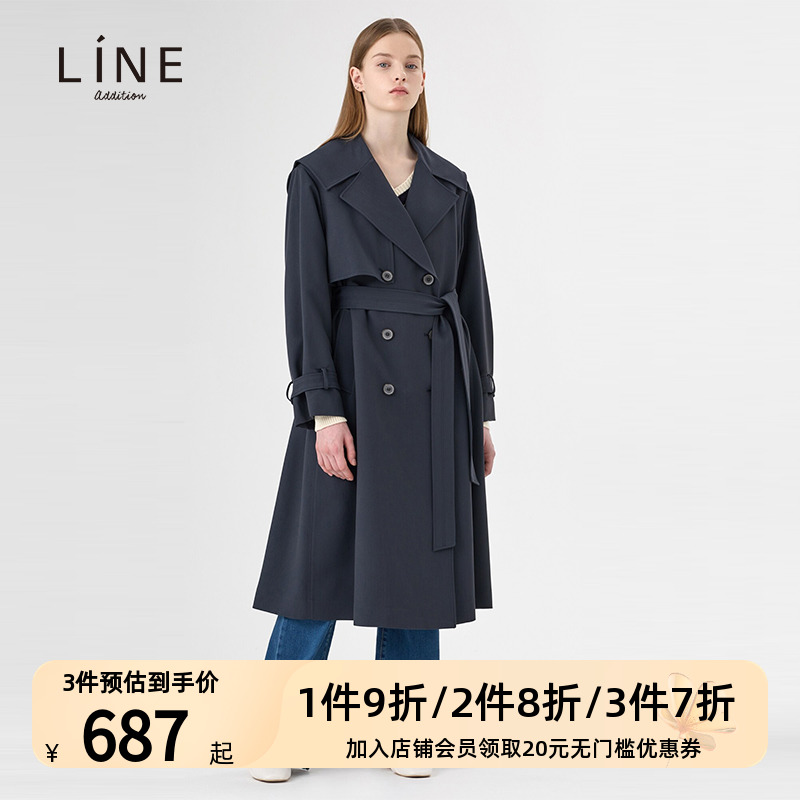 line女装韩国春季新品长款大衣系带气质风衣外套NGTCMI9900-封面