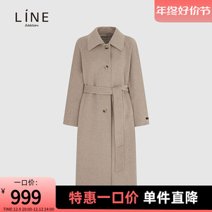 LINE女装羊毛混纺大衣春季新款气质中长款毛呢外套NGHHMK9500