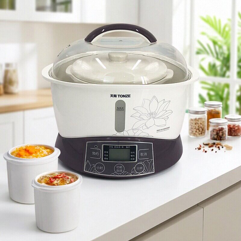 天际隔水炖锅电炖锅家用陶瓷电炖盅一锅三胆煮粥煲汤锅全自动2.2L