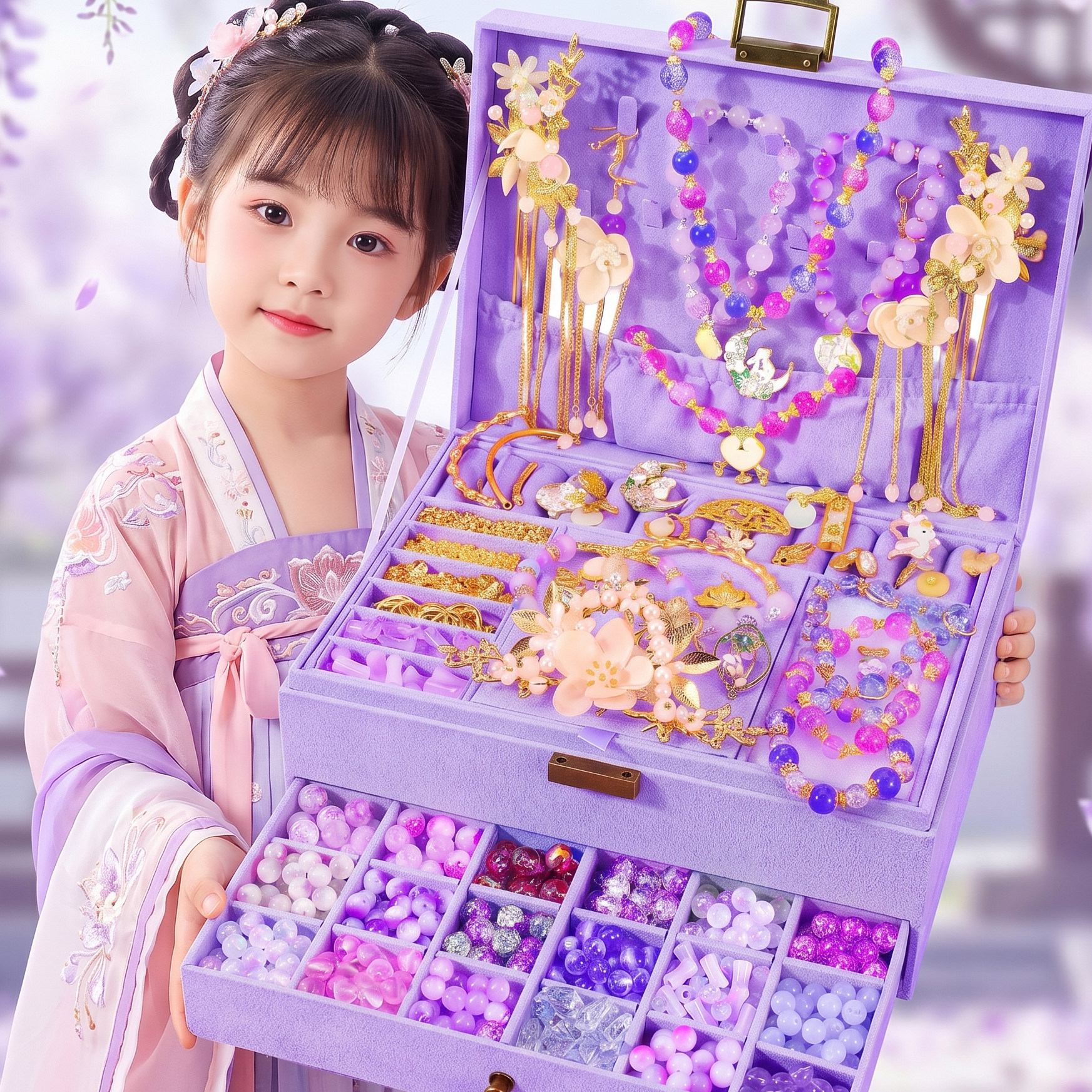 六一女孩10岁穿珠子玩具