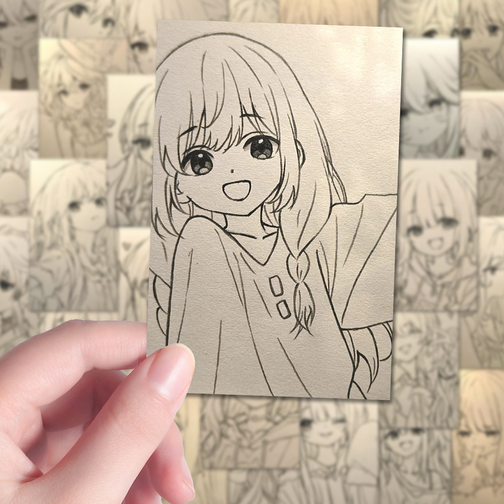 108张漫画美少女线稿贴纸美术生动漫绘画稿图笔记本iPad贴画防水