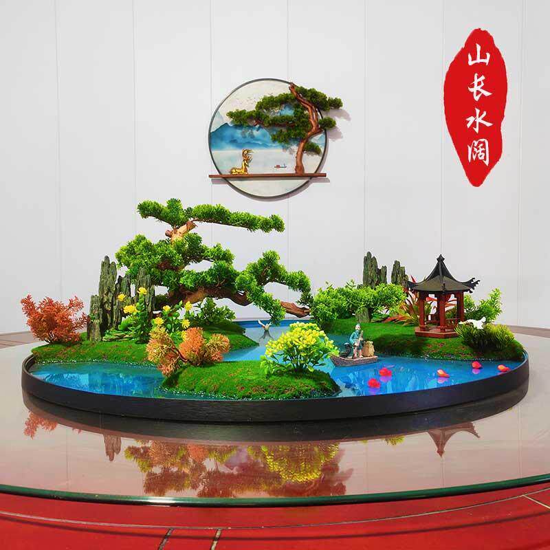大圆桌中间转盘摆件餐桌花摆花高端现代简约餐桌上的假花沙盘盆景