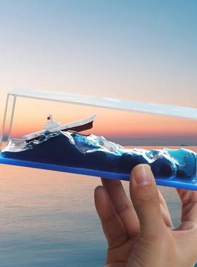 永不沉没翻船摆件航母男女学生日礼物乘风破浪游轮流体漂流瓶桌面