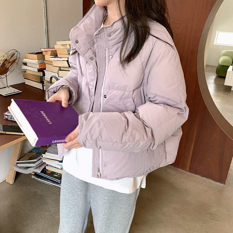 法国gentle motto冬季新羽绒服短款女白鸭绒立领加厚保暖小个子