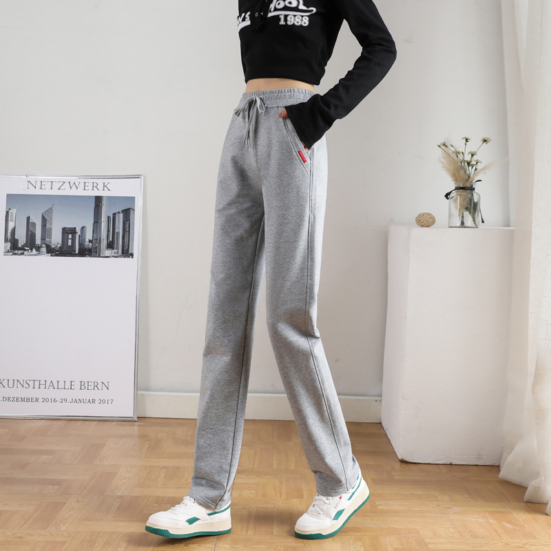 中高腰简约鲈梦小直筒女休闲裤