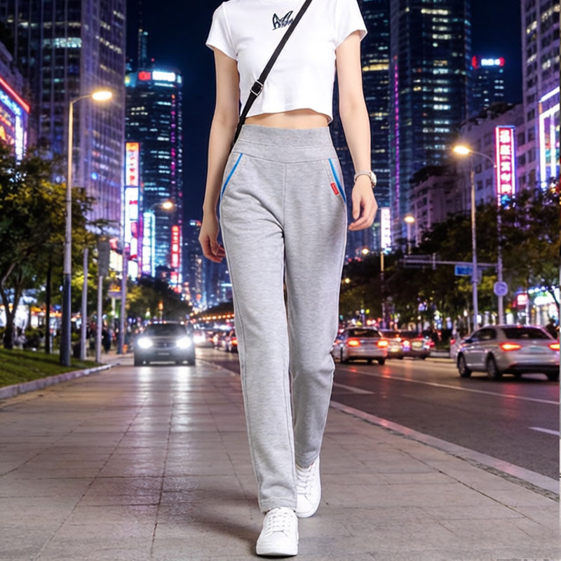 女式运动裤直筒裤插袋女裤休闲弹力韩版ins爆款跑步个性街头时髦