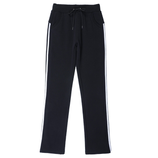 夏春季女式直筒运动裤三条杠卫裤休闲长裤百分百纯棉经典学生成人