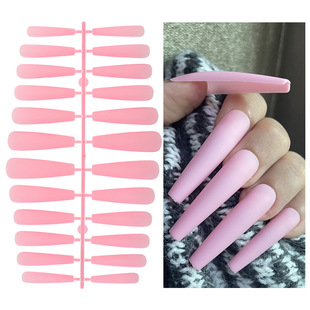 纯色24片磨砂穿戴甲XXXL超长款 T型假指甲美甲贴片全贴流行色可选