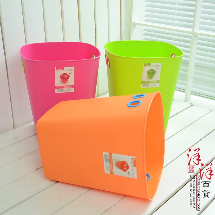 简约 顺美方形带提手创意垃圾桶 办公室纸篓欧式糖果色时尚卫生桶